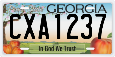 GA license plate CXA1237