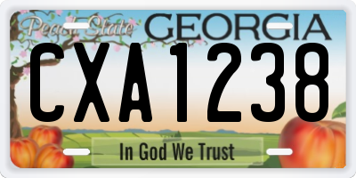 GA license plate CXA1238