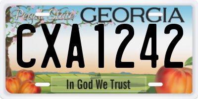 GA license plate CXA1242