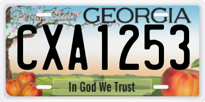 GA license plate CXA1253