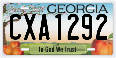 GA license plate CXA1292