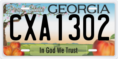 GA license plate CXA1302