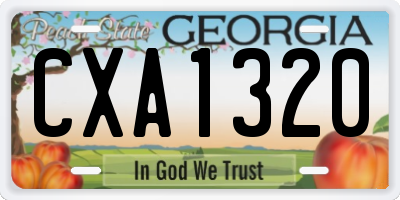 GA license plate CXA1320