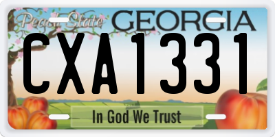 GA license plate CXA1331