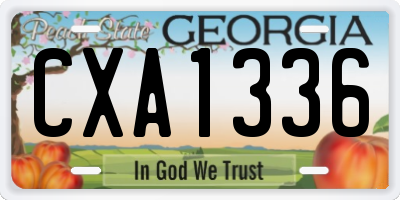GA license plate CXA1336