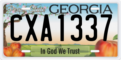 GA license plate CXA1337