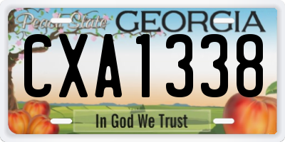 GA license plate CXA1338