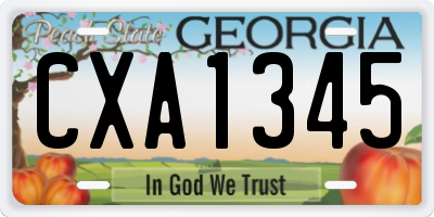 GA license plate CXA1345