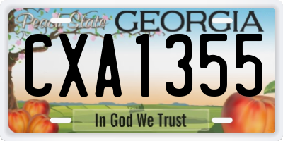 GA license plate CXA1355