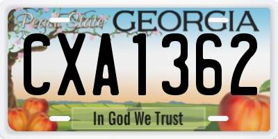 GA license plate CXA1362