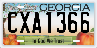 GA license plate CXA1366