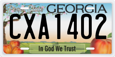 GA license plate CXA1402