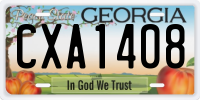 GA license plate CXA1408