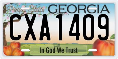 GA license plate CXA1409