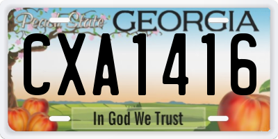 GA license plate CXA1416