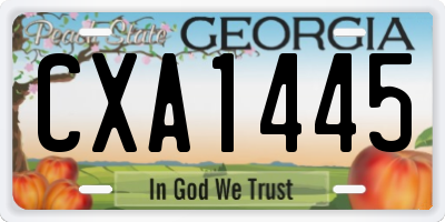 GA license plate CXA1445
