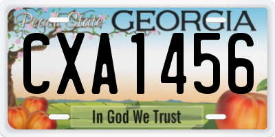 GA license plate CXA1456