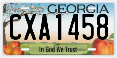 GA license plate CXA1458