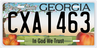 GA license plate CXA1463