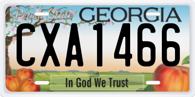 GA license plate CXA1466