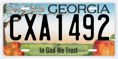 GA license plate CXA1492