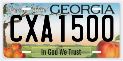 GA license plate CXA1500