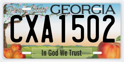GA license plate CXA1502