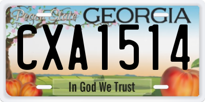GA license plate CXA1514