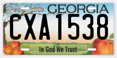 GA license plate CXA1538