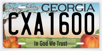 GA license plate CXA1600
