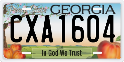 GA license plate CXA1604