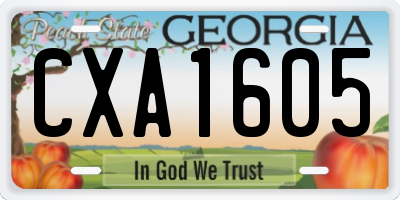 GA license plate CXA1605