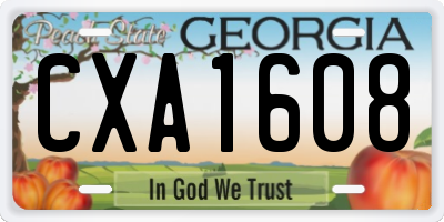GA license plate CXA1608