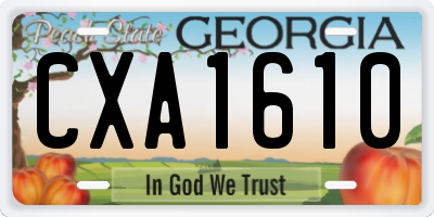 GA license plate CXA1610
