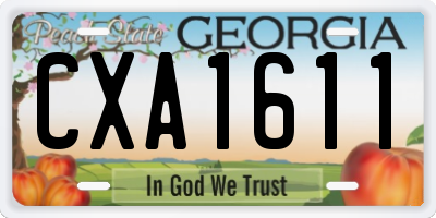 GA license plate CXA1611