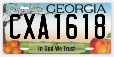 GA license plate CXA1618