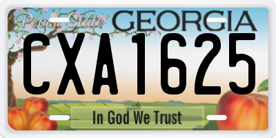 GA license plate CXA1625