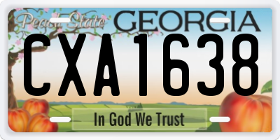 GA license plate CXA1638