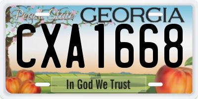 GA license plate CXA1668