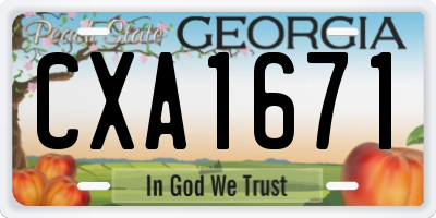 GA license plate CXA1671