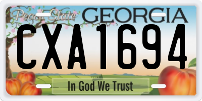 GA license plate CXA1694