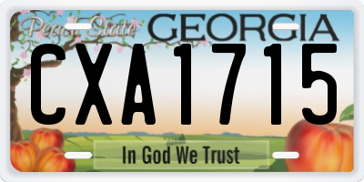 GA license plate CXA1715