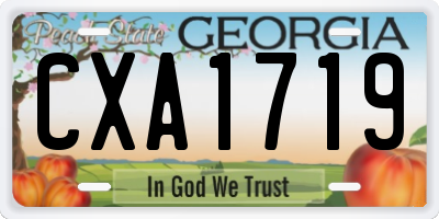 GA license plate CXA1719