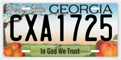 GA license plate CXA1725