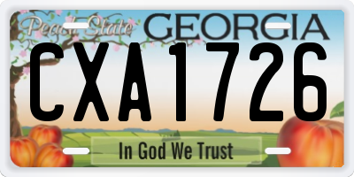 GA license plate CXA1726