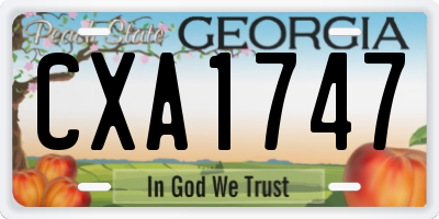 GA license plate CXA1747