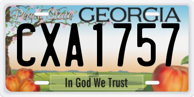 GA license plate CXA1757