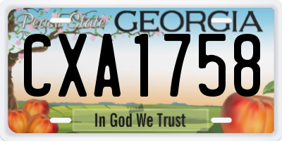 GA license plate CXA1758