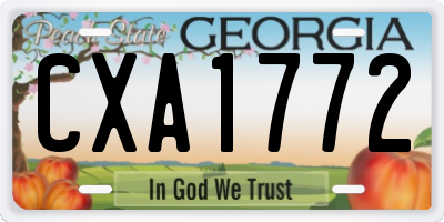 GA license plate CXA1772