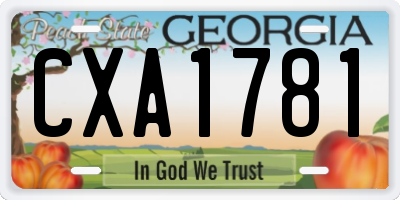 GA license plate CXA1781